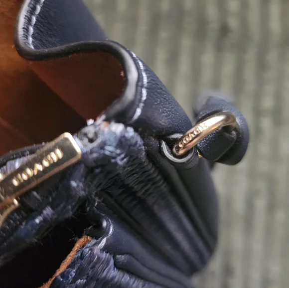 Coach Full Size Klare Bag In Navy Blue With Woven Front. - Picture 14 of 15